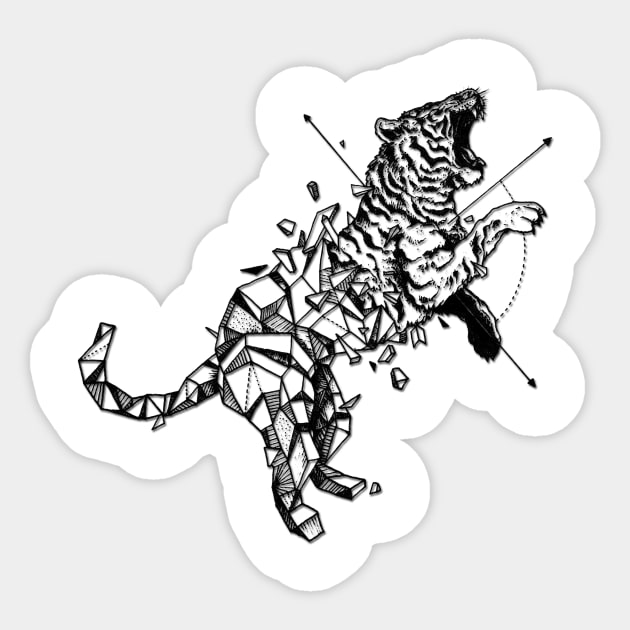 Geometerical Tiger - Tattoo Design Sticker by Affiliate